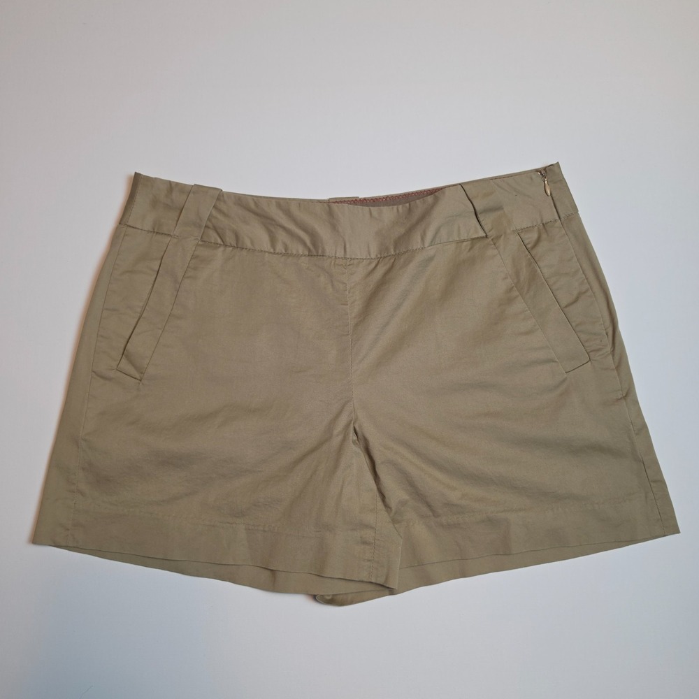 Willi Smith Khaki Chino Side Zip Flat Front Casual Shorts Tan Size 8
